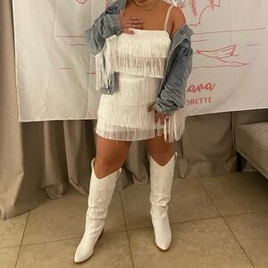 Bridal white fringe set